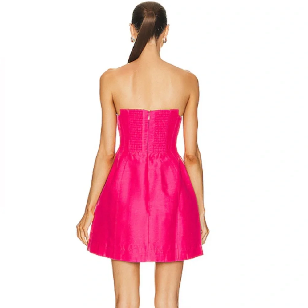 Aje Baret Strapless Mini Dress – Hot Pink – Size 6 (US 2) - Picture 3 of 4